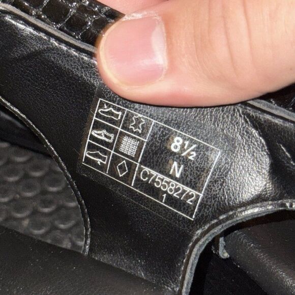 SAS Open Toe Suntimer Black Patent Leather Croc Print Tripad Sandals Size 8.5 - Picture 8 of 9